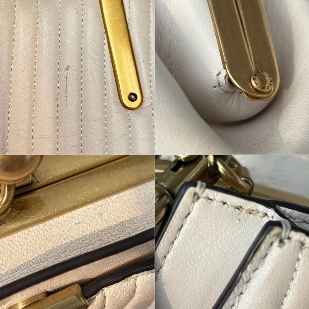 COACH Kisslock Dreamer 21 With Quilting And Rivets White